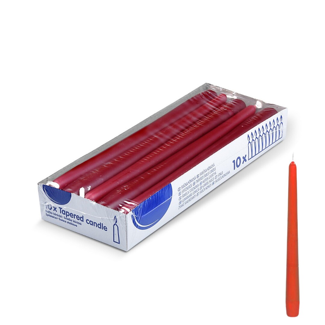 DeinPack 50 Spitzkerzen - Rot - Dekorative Haushaltkerzen - Brenndauer 8 Stunden Image