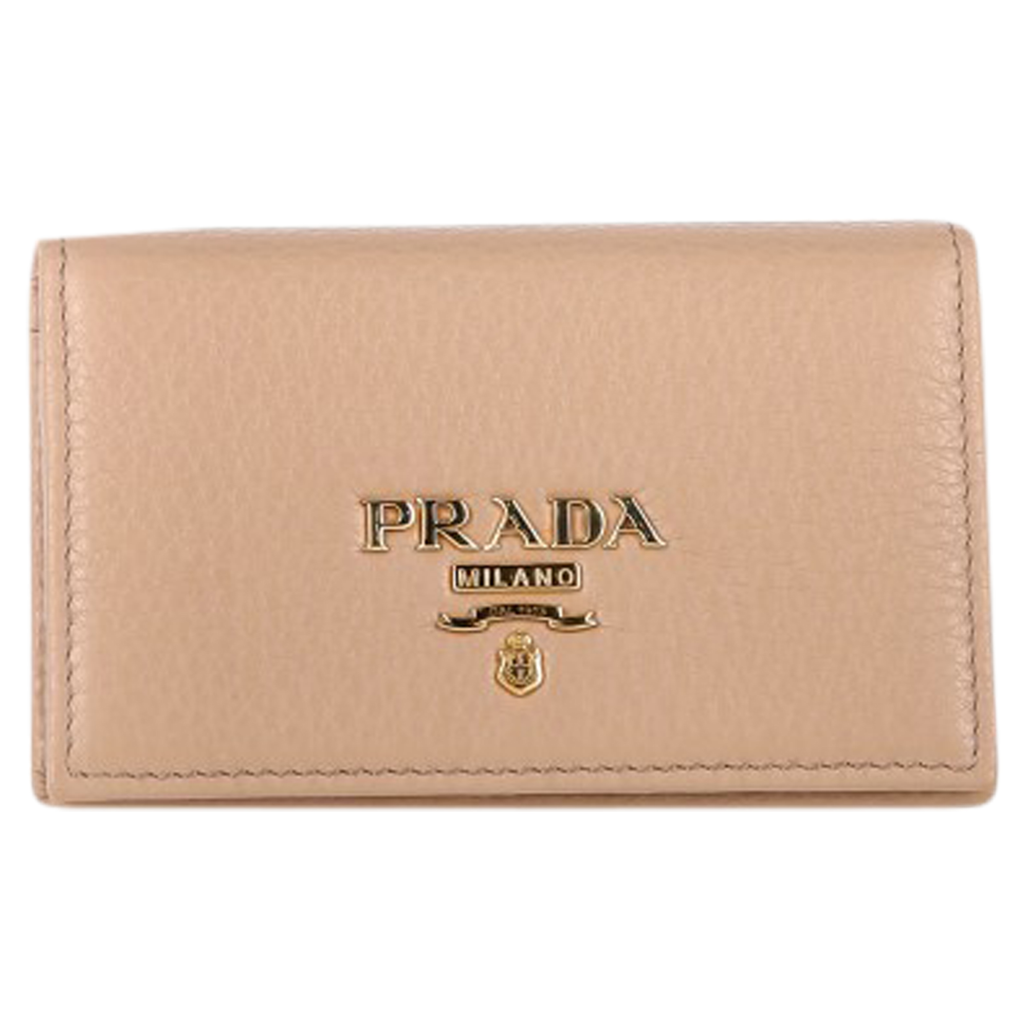 Prada Logo-Plakette Klappkartenetui aus beigem Leder Image