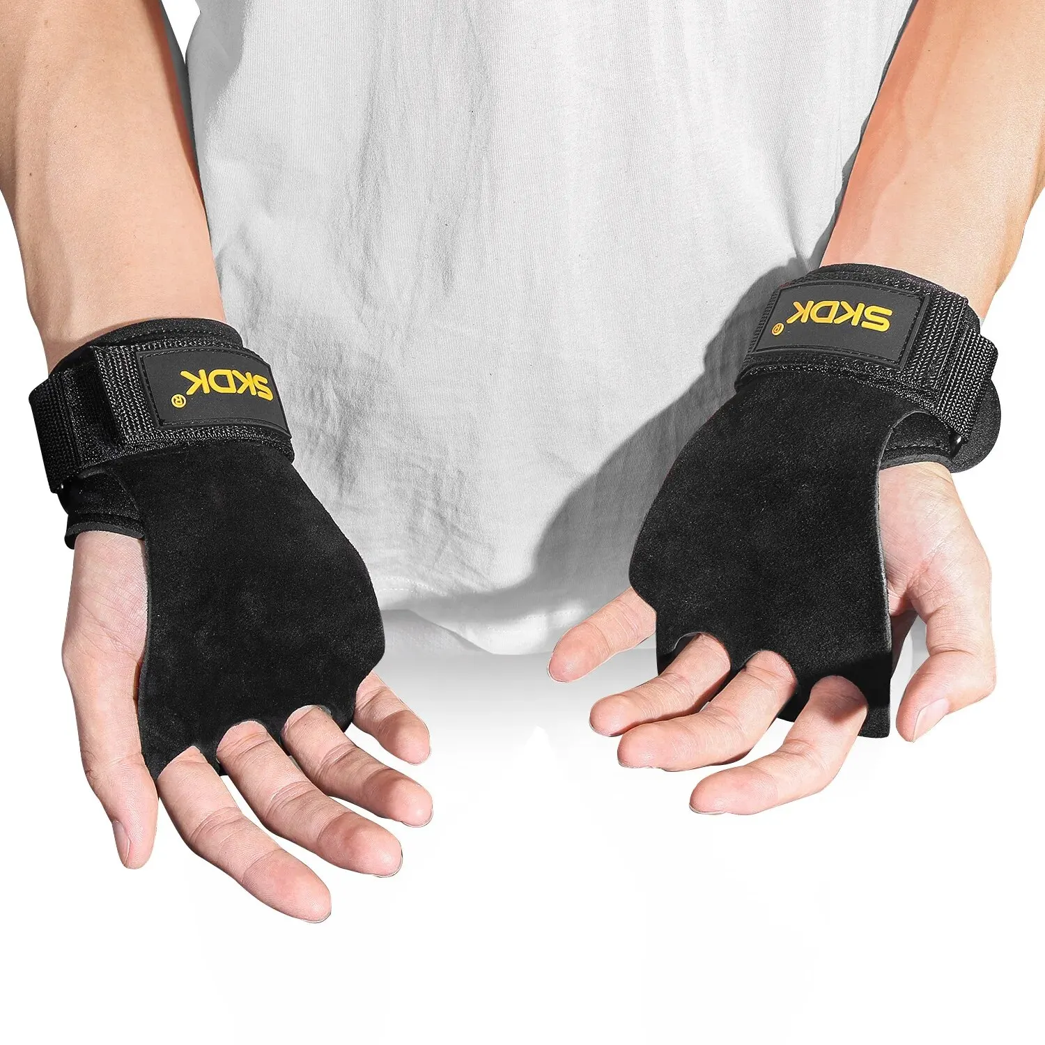 Three-finger Cowhide Palm Guards Palm Guards Non-slip Wear-resistant Wrist Guards Deadlift Booster Belt Fitness Protection