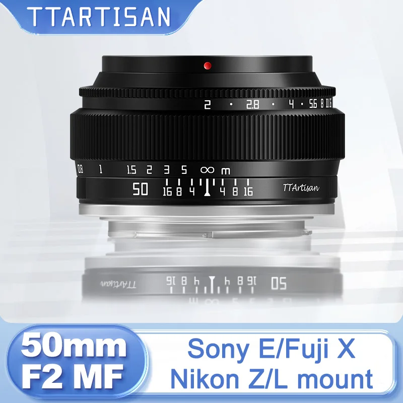 TTArtisan 50 mm F2 Vollformat-Handfokus-Prime-Portraitobjektiv für Sony E Nikon Z Fuji X Leica Sigma L Mount ZVE10 A7C Z6 Z7 XM5 Image