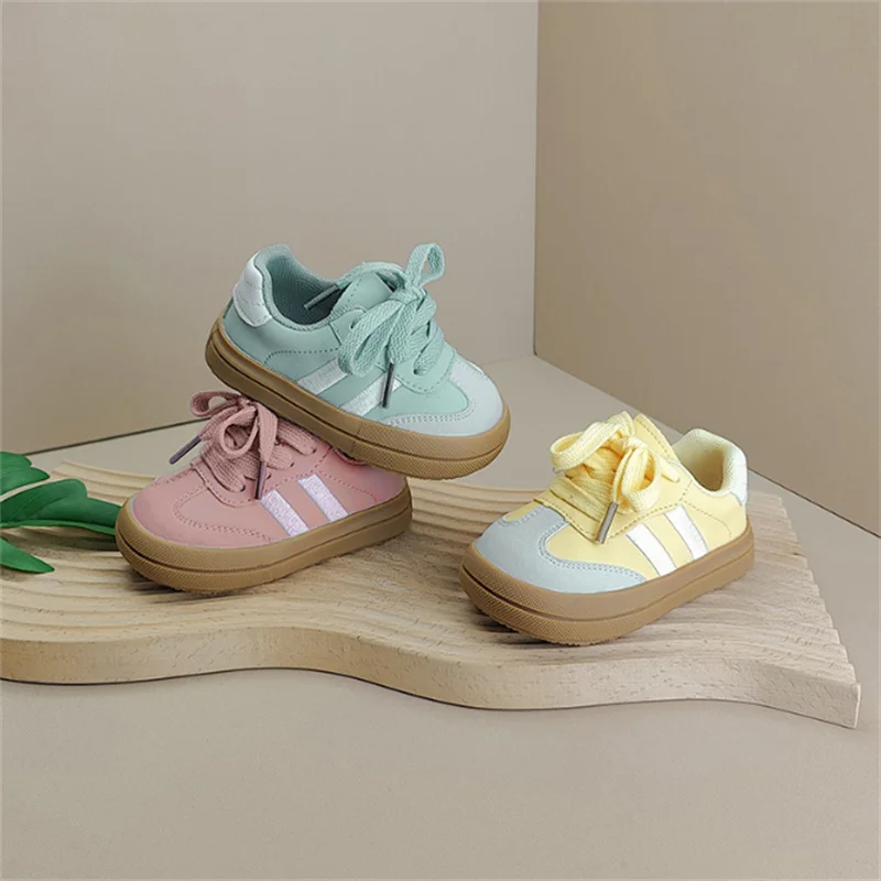 2025 neue Frühjahr Baby Schuhe Leder Kleinkind Kinder Turnschuhe Outdoor Jungen Tennis Weiche Sohle Mode kleine Mädchen Turnschuhe EU 16-25
