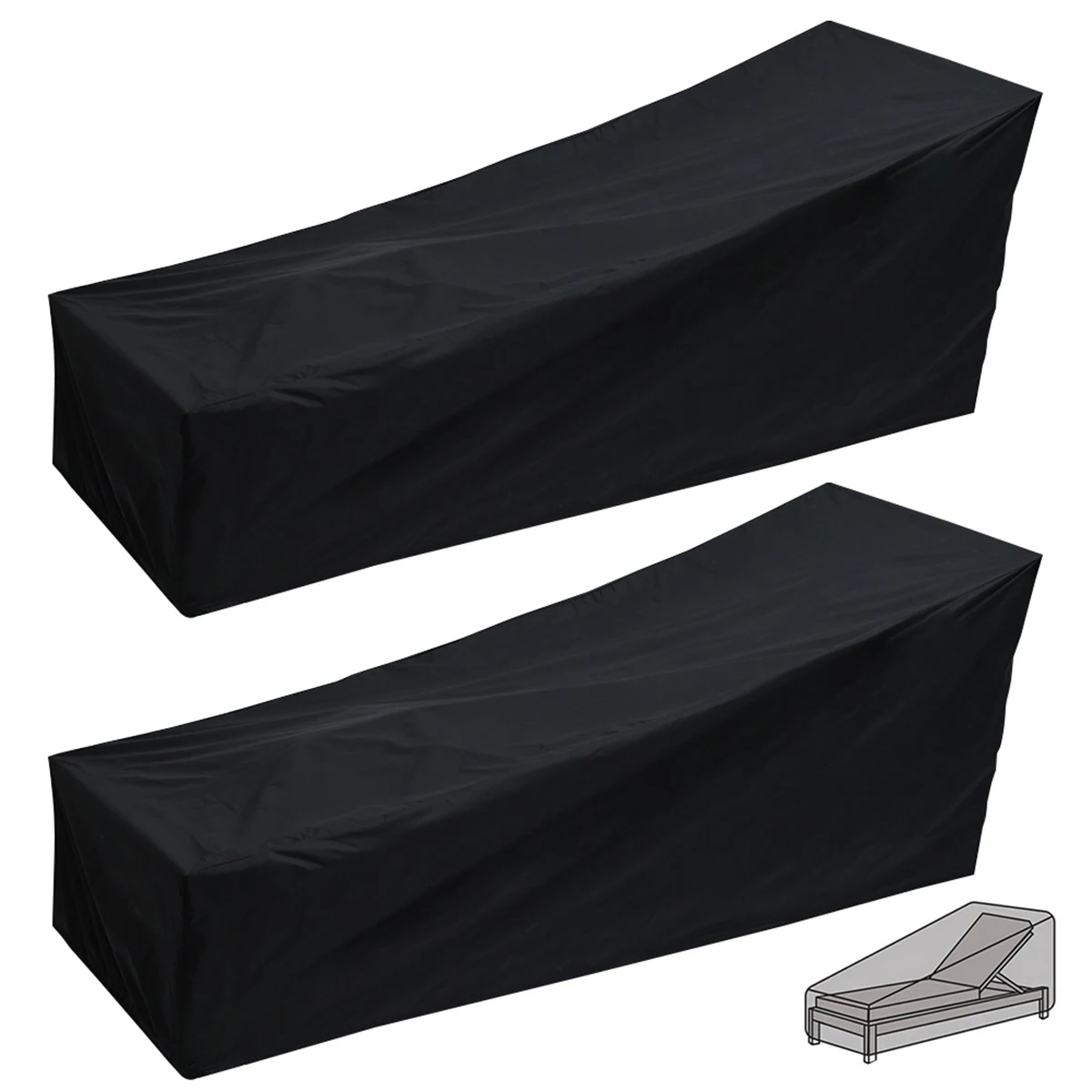 Garten-Sonnenliegenbezug für die meisten Sonnenliegen, wasserdichter, staubdichter Outdoor-Liegestuhlbezug, elastischer Saum