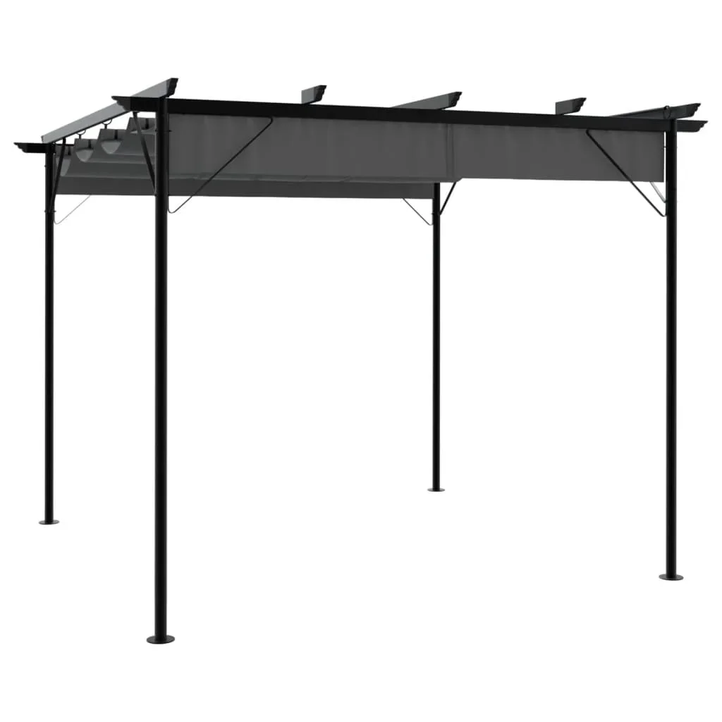 Pergola mit einziehbarem Dach Anthrazit 3 x 3 m Stahl 180 g/m2 Gartenhochzeitsfeier Versand aus der EU