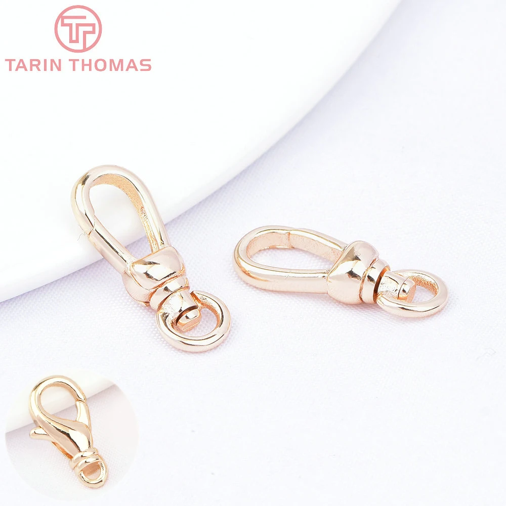 (5157) 6,5x17,5MM 24K Gold Farbe Messing Karabiner Halskette Verschluss Hohe Qualität Schmuck Zubehör Großhandel Image