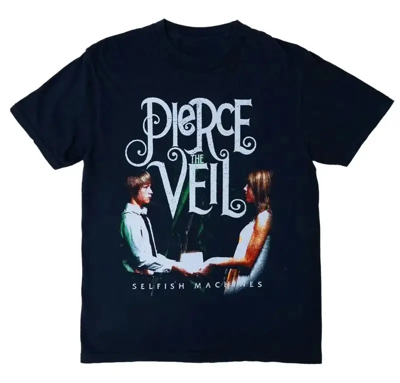 Y2k Tops Pierce The Veil Selfish Machines Schwarzes Kurzarm-Baumwoll-T-Shirt Unisex Herren Damen Top T-Shirt Streetwear Casual Trend Image
