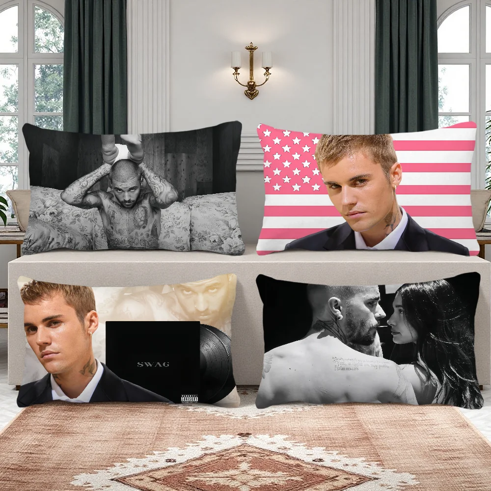 Sänger J-JustinS B-BieberS S-SWAG Kissenbezug, rechteckiger Kissenbezug für Zuhause, Sofa, Wohnzimmer, Café, Kissenbezug Image