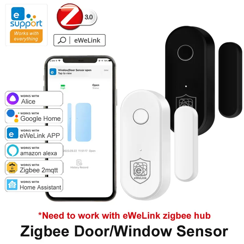 eWeLink Zigbee Türsensor Fenster-Öffnungs-/Schließdetektor Smart Home Security Funktioniert mit Son-Off-Gateway Alice Yandex Zigbee 3.0 Image