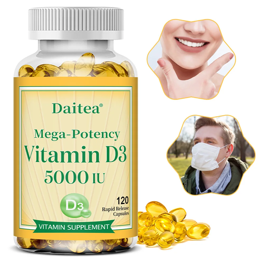 High Potency Vitamin D3 50000 IU - Helps Muscle Nerve Health Support Bone Density Teeth and Skin Heart Health, Support Immune