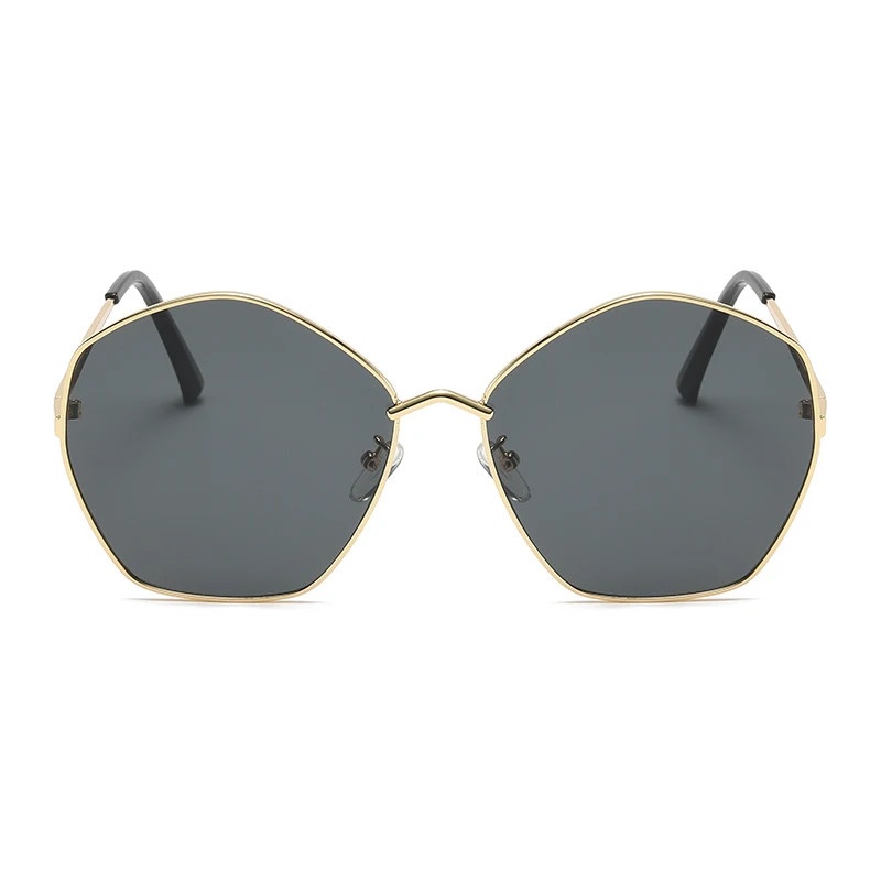 Wandern Camping 2024, neue Mode, polygonal, minimalistisches Design, Anti-Licht-Brille, unregelmäßiges Metallrahmen-Design, Brille für Damen Image