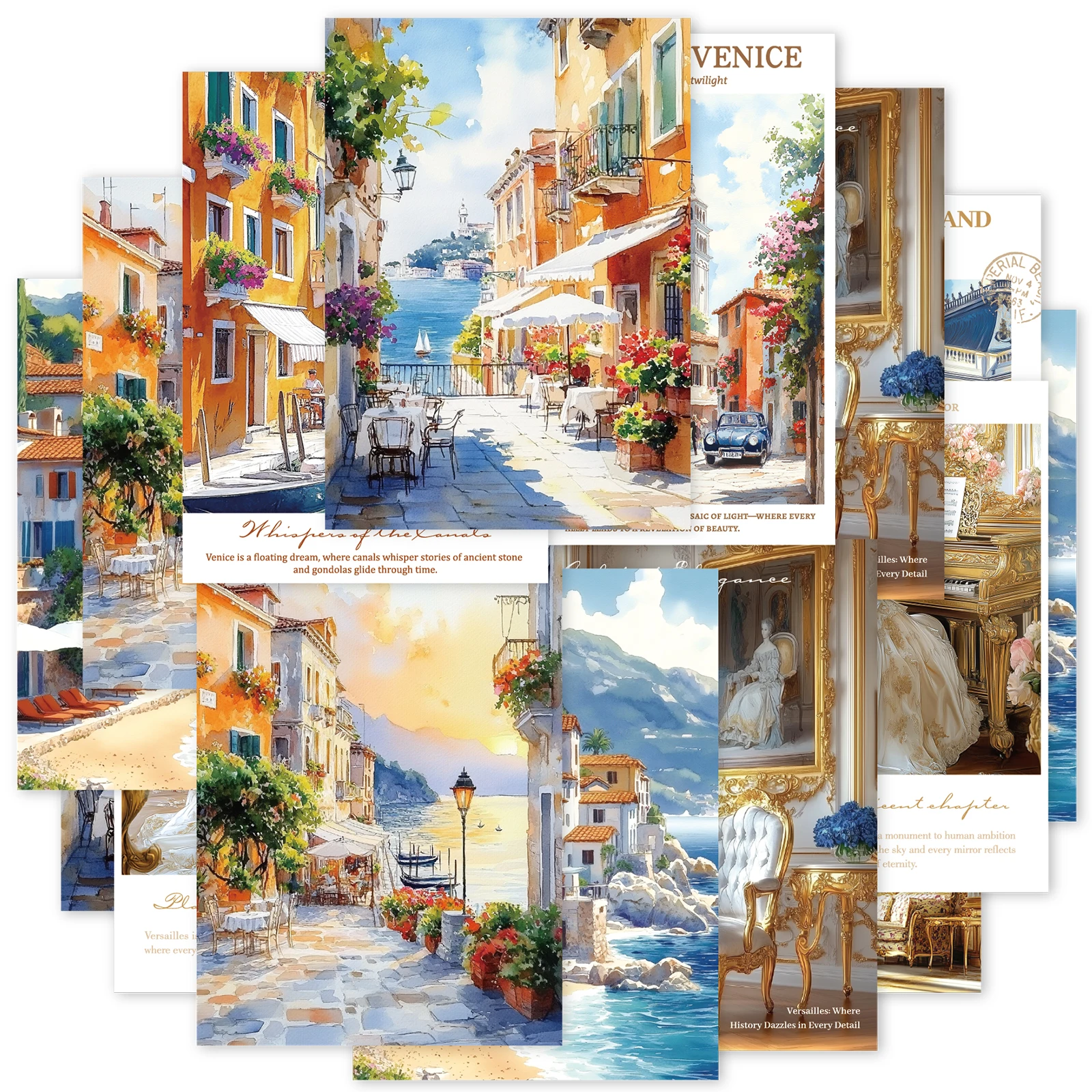 20 Stück Beach City & Gold Palace Papieraufkleber, perfekt für Laptops, Koffer, Lehrerbedarf, Sammelalben, Spielzeugaufkleber Image