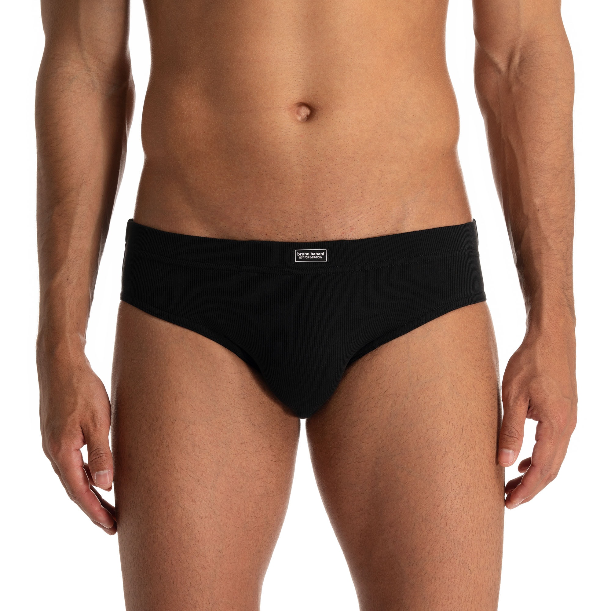 Slip BRUNO BANANI "FINE RIB", Herren, Gr. M, schwarz, Feinripp, Obermaterial: 96% Baumwolle, 4% Elasthan, unifarben, Unterhosen, Feinripp, Komfortbündchen Image