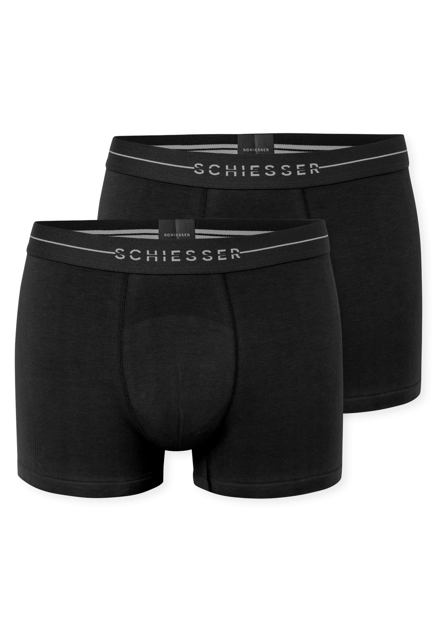 Boxershorts SCHIESSER "Cotton Flex", Herren, Gr. 7, 000, schwarz, Single Jersey, Obermaterial: 85% Baumwolle, 10% Polyamid, 5% Elasthan, körpernah, Unterhosen, Baumwollmischung, ohne störende Seitennähte, superweich Image