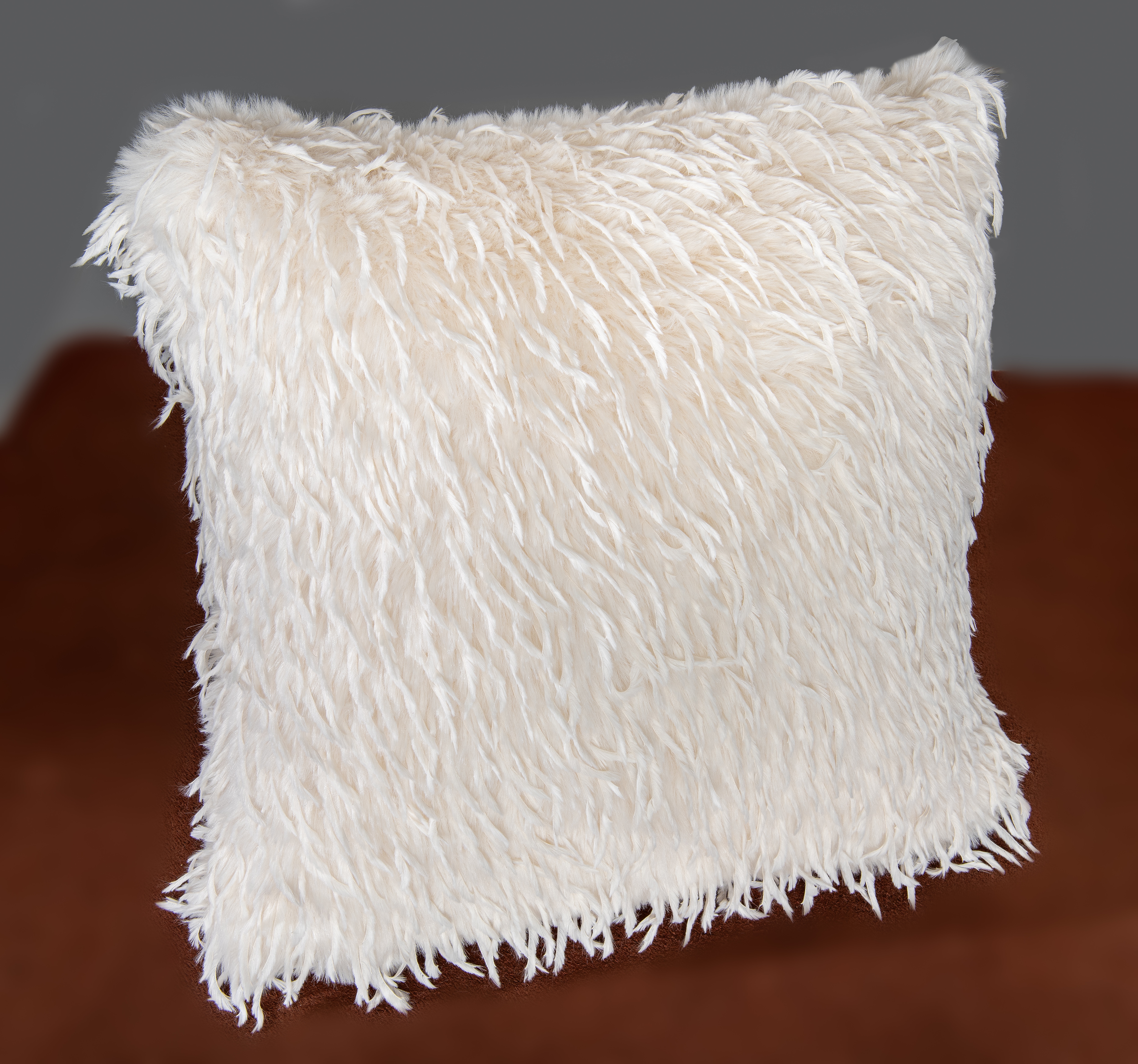 Fellkissen STAR HOME TEXTIL "Emu Kissen", weiß, neutral, B:45cm L:45cm, Polyester, Dekokissen_Sitzkissen_Kissenhüllen, Außergewöhnliches Design Image