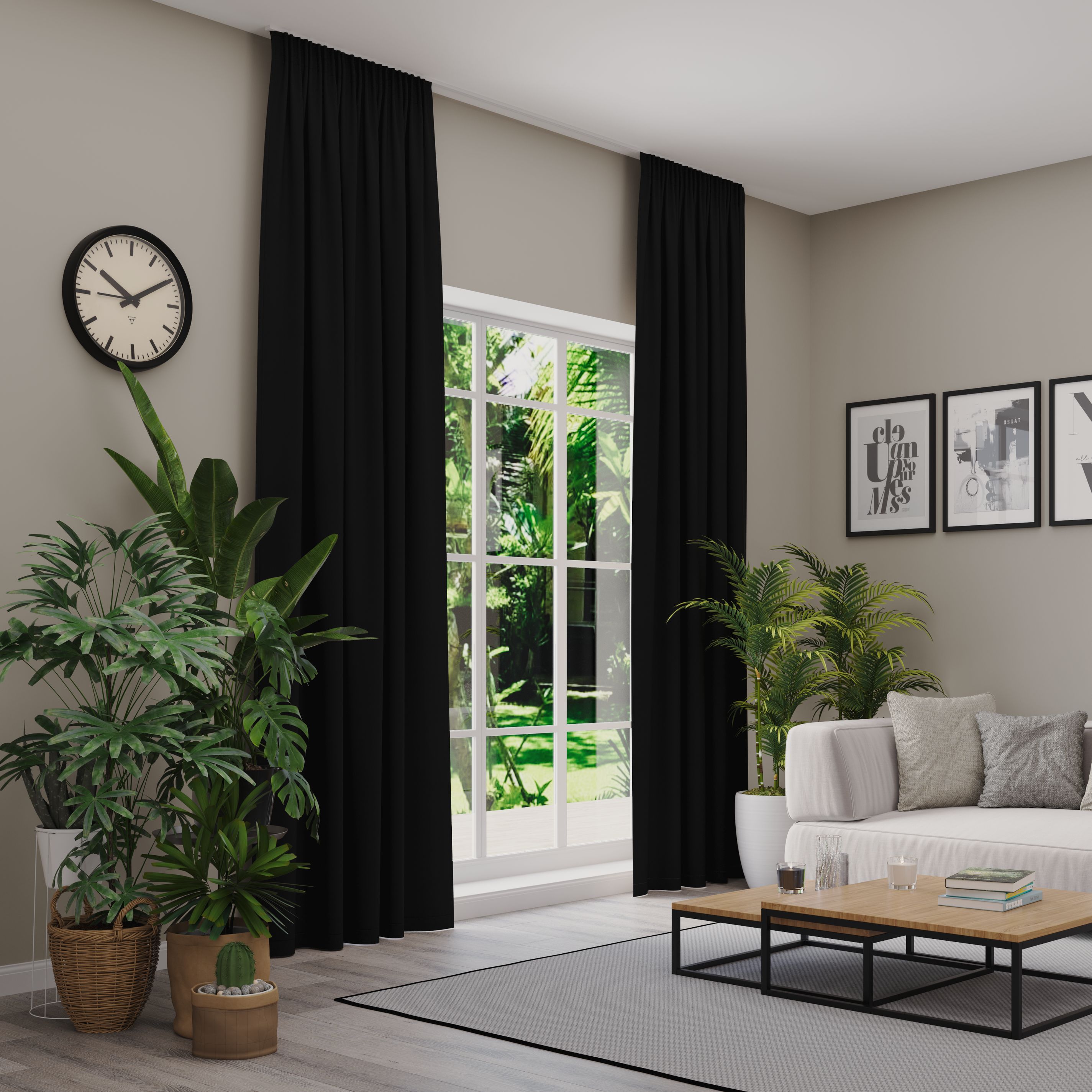 Verdunkelungsvorhang NEUTEX FOR YOU "INSULA", schwarz, B:137cm H:260cm, Polyester, Gardinen, Uni-Dimout für starke Verdunklung, nach Maß Image
