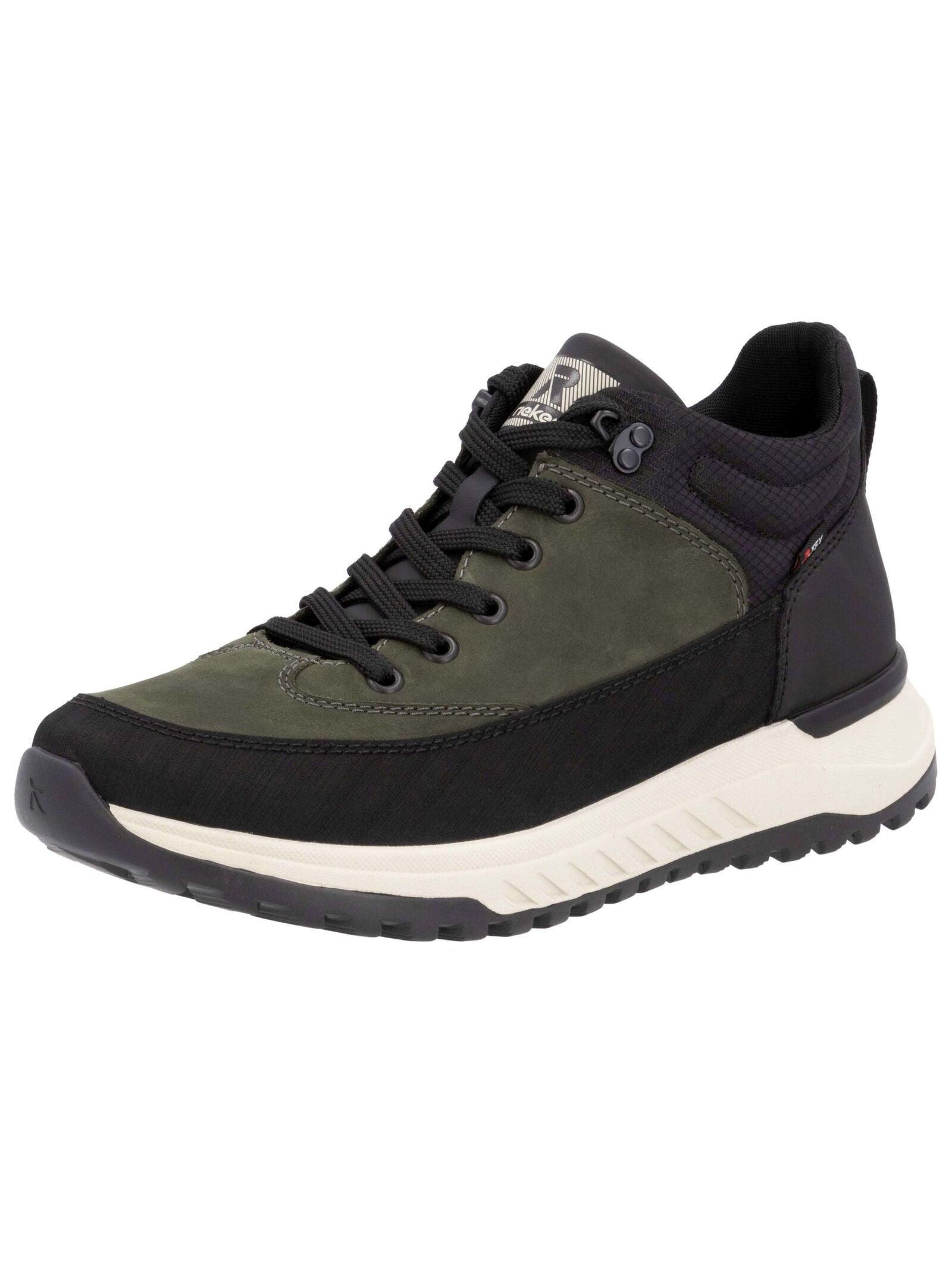 Sneaker RIEKER "Rieker Sneaker Lederimitat", Herren, Gr. 44, schwarz (schwarz, grün), Lederimitat, Schuhe Sneaker