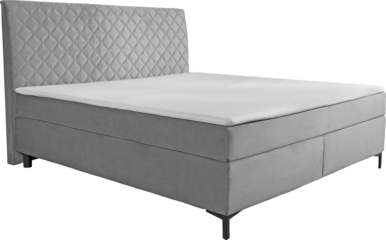 Boxspringbett ALINA "Petro", grau (grau dmo, dmk 59), B:182cm L:215cm, Samt DMO (100% Polyester);Samt DMK (100% Polyester), Komplettbetten, Boxspringbett, inklusive Matratze und Topper, in diversen Ausführungen Image