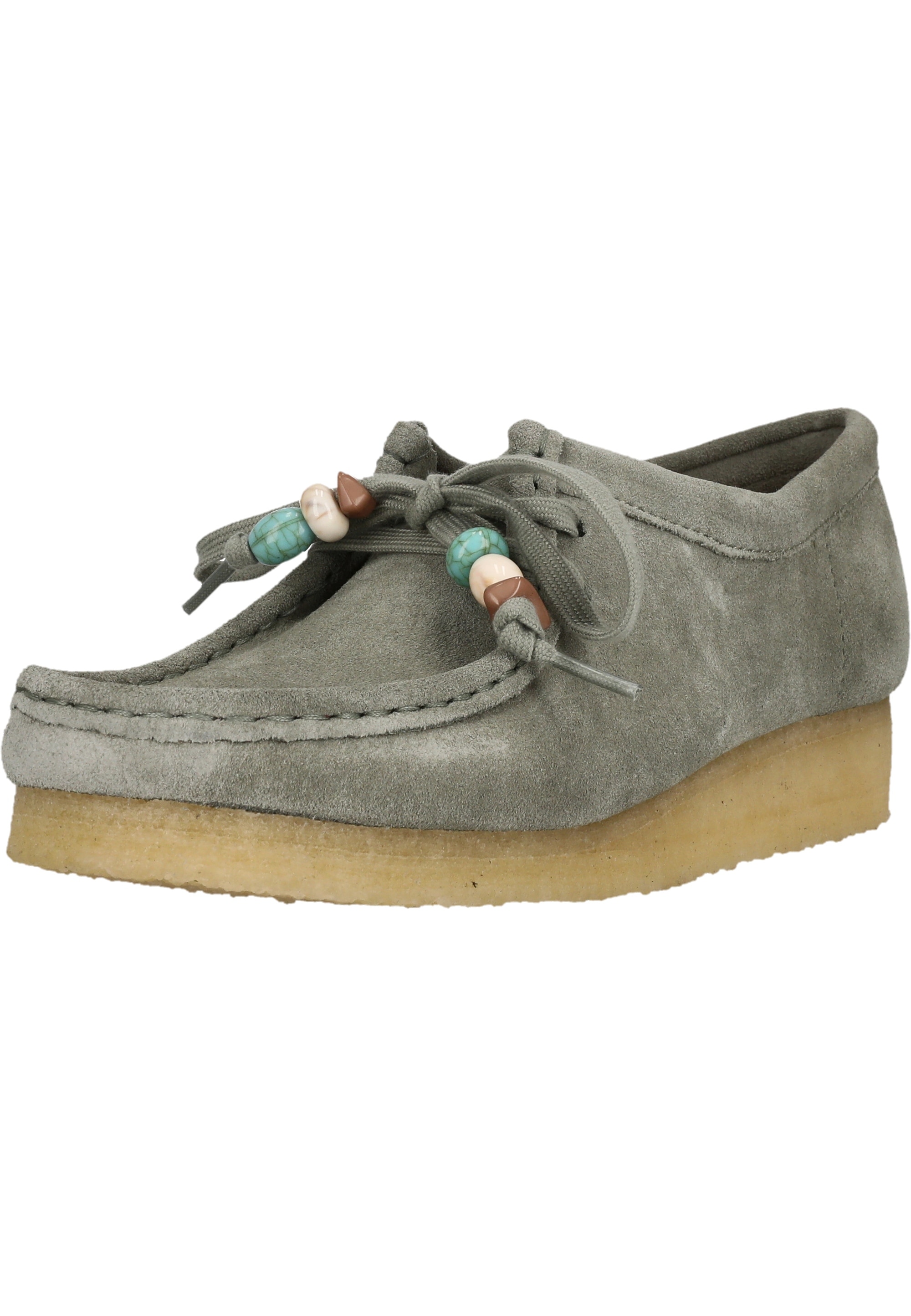 Mokassin CLARKS "Wallabee", Damen, Gr. 37,5, grau, Schuhe, aus hochwertigem Material
