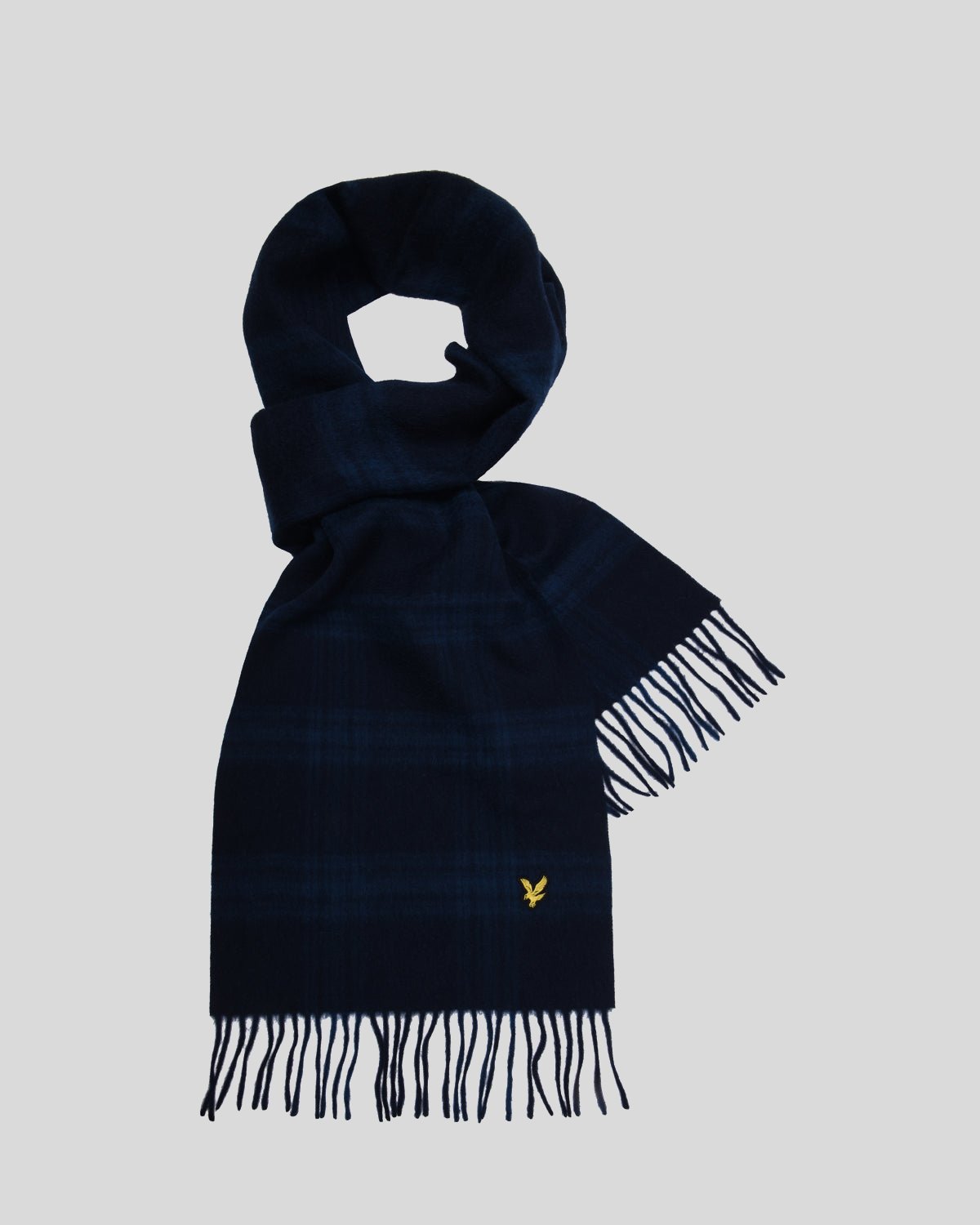 Lyle & Scott  Karierter Schal aus Lammwolle in Marineblau Image