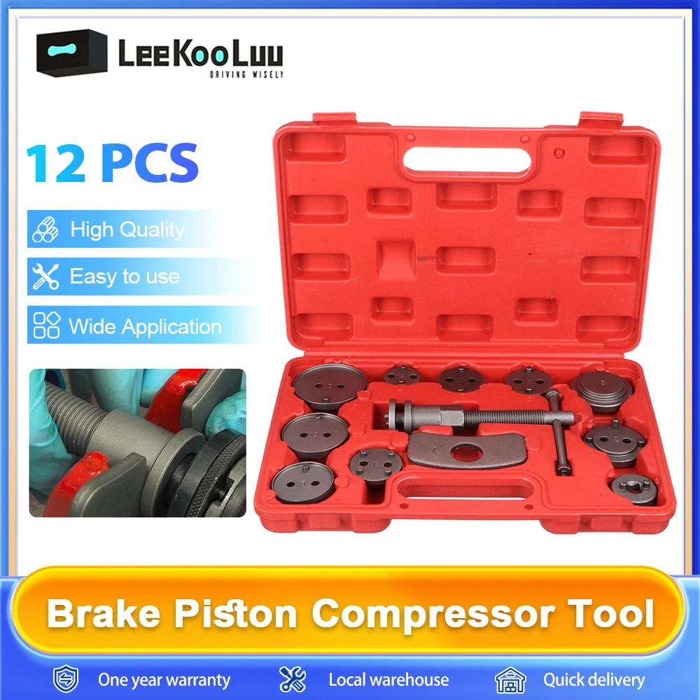 12PC Pinza Freno Pistone Rewind Vento Indietro Kit di Attrezzi Freno A Disco Cilindro Regolazione Auto Pinza Freno A Disco Pistone Compressore Strumento