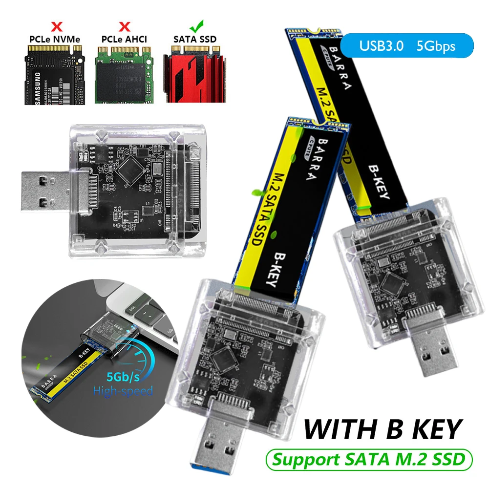 SSD-Festplattengehäuse, Festplattenbox, M2 SSD-Gehäuse, SATA-Gehäuse, Gen 1, USB 3.0-Adapter, Festplattenbox für SATA M.2 SSD NGFF Image