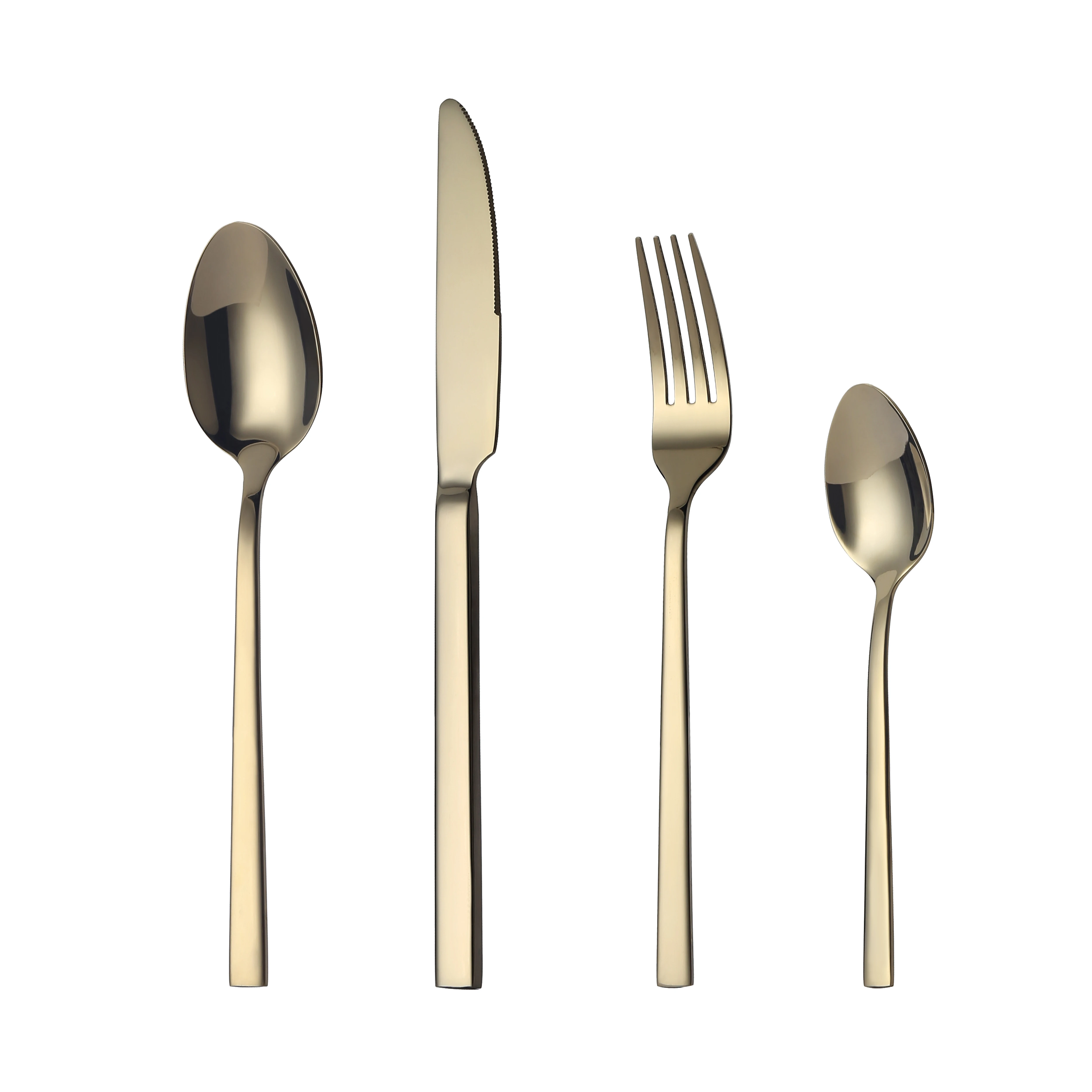 Set di posate da 24 pezzi Mr.Spoon, acciaio inossidabile 18/0, colore oro lucido, include coltello, forchetta, cucchiaio, posate, servizio per 6 persone, lavabile in lavastoviglie. Idee regalo,