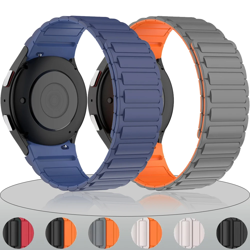 Silikonarmband für Samsung Galaxy Watch 7, 6, 5, 4, FE 40/44 mm, 5 Pro, Magnetband für Galaxy Watch 6 4 Classic 43 mm/47 mm/42 mm/46 mm Image