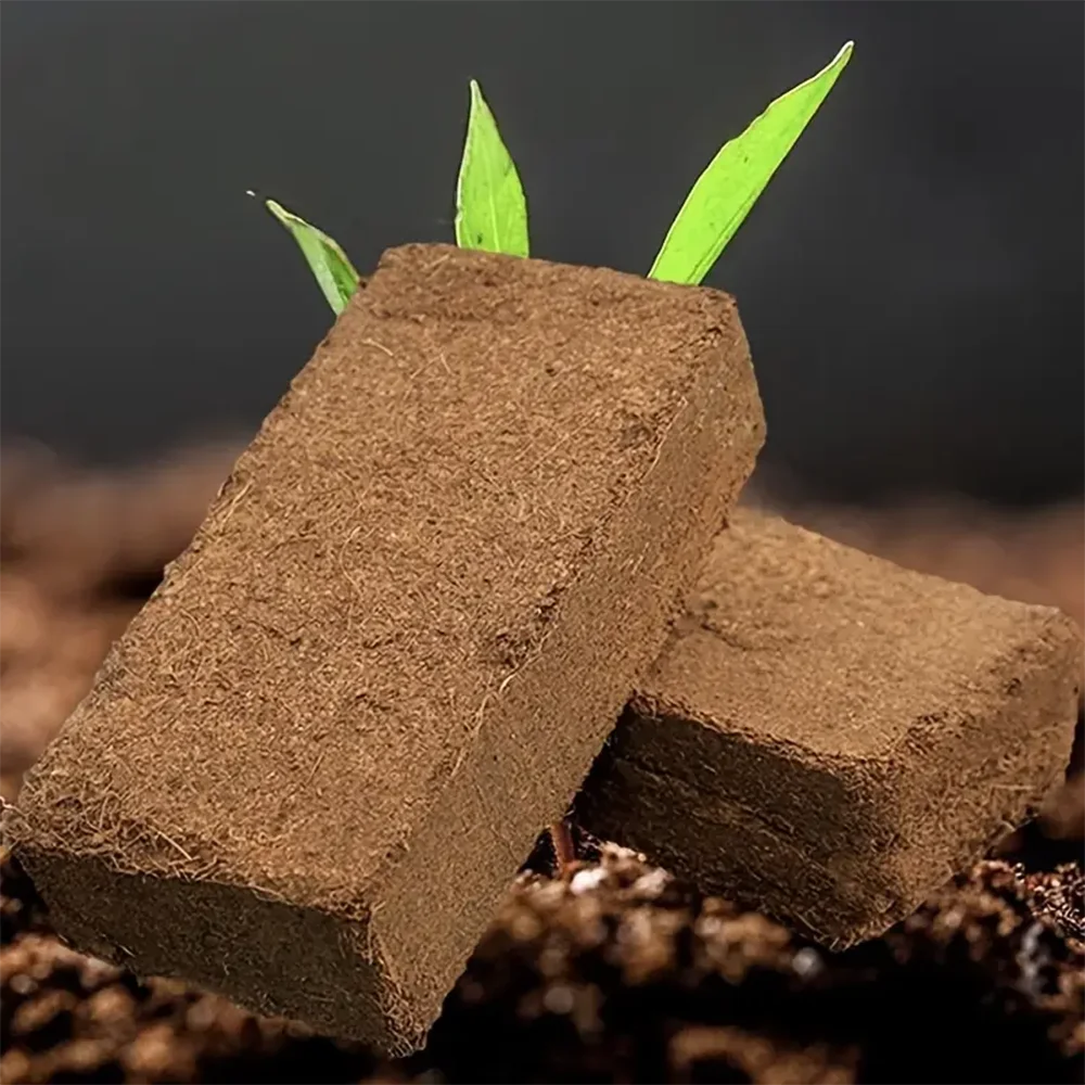 5 Stück natürliche Kokosnussschalen-Fasersteine für die Gartenarbeit – Bodenregler mit niedrigem EC- und pH-Balance, ideal zum Pflanzen Image