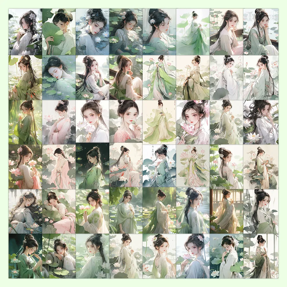 60 Stück Lotus-Mädchen-Aufkleber – elegante Dekoration mit Blumenmotiv für Notizbücher, Telefone und Heimwerker, AnimeWorlds Store Image
