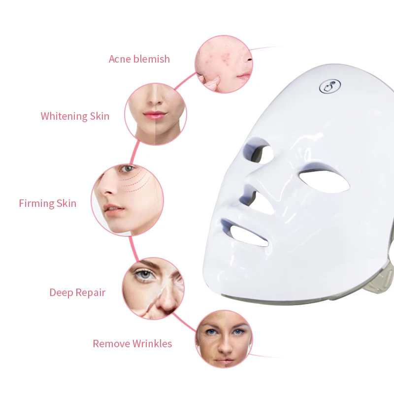 Masque Facial à lumière LED, dispositif de beauté, éclaircissant, apaisant, outil de soins du visage avec lumière multicolore pour les soins personnels de la peau à domicile