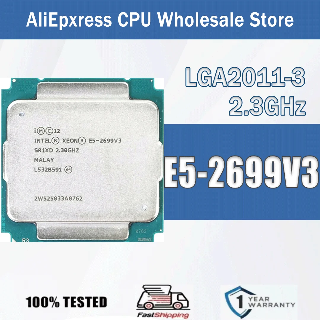 Intel Xeon E5-2699V3 2,3 GHz 18 Kerne 36 Threads 45 M 145 W 22MN E5 2699V3 Computer CPU Prozessor E5 2699 V3 Paket LGA 2011-3 Image
