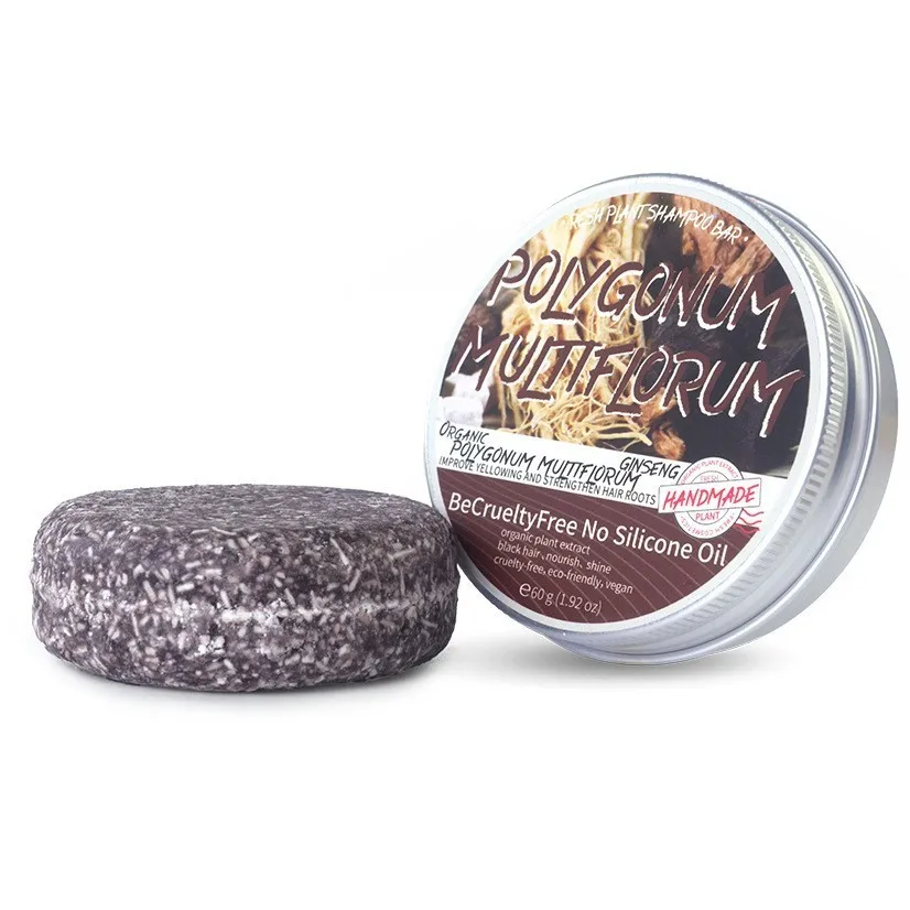 60g Herbal Polygonum Multiflorum Hair Care Plant Shampoo for Moisturizing Hair and Dark Hair Care Solid Shampoo