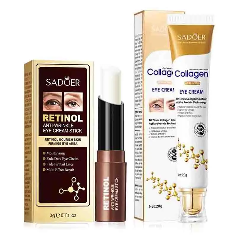 SADOER Retinol Collagen Eye Skin Care Sets Anti Dark Circles Moisturizing Anti-aging Eye Cream Stick Eyes Skin Care Products