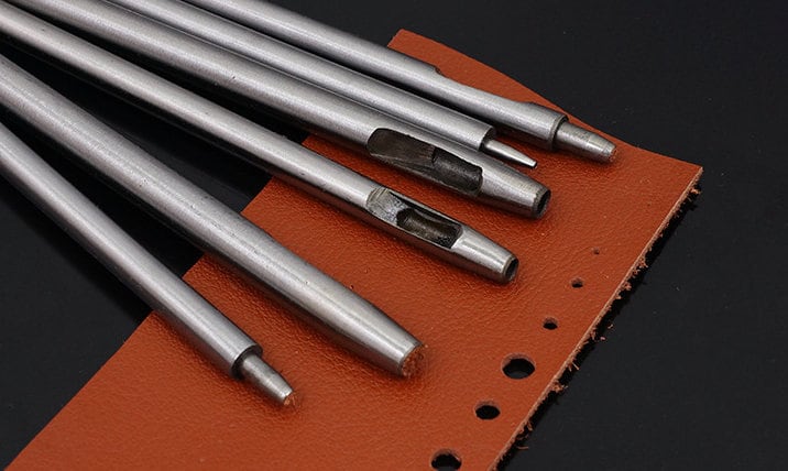 10 pezzi 0,5-5 mm Set di punzoni per cuoio Foro per artigianato Cintura Strumento per lavorazione della pelle perforatore-creatore di fori