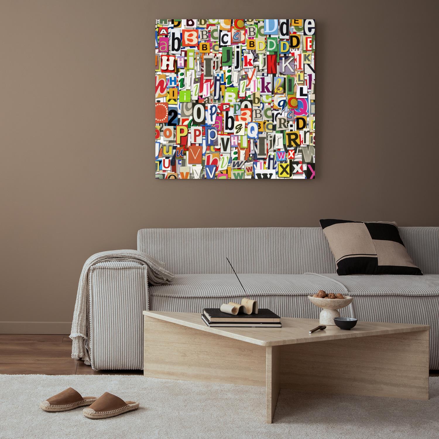 XXL-Wandbild QUEENCE "Akustikbild Buchstaben", farbe bild(er): weiß, B:120cm H:120cm T:2,5cm, Polyester, Bilder, Einfache Akustiklösung ohne Baumaßnahme, Schalldämmung, Paneele Image
