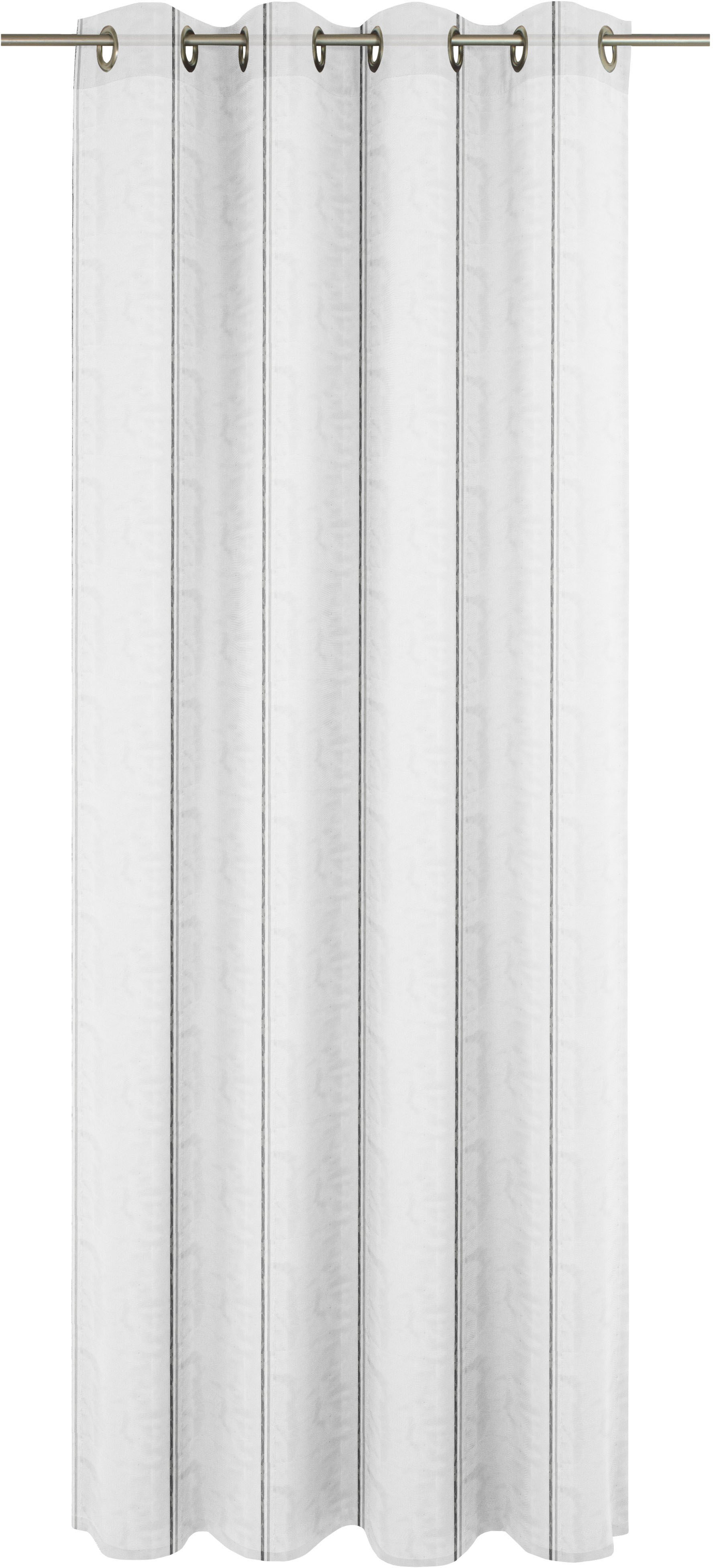 Gardine WIRTH "Chloé", grau (grau, weiß), B:850cm H:260cm, Polyester, Gardinen, Fertigstore mit Ösen (Ø 4 cm) nach Maß Image
