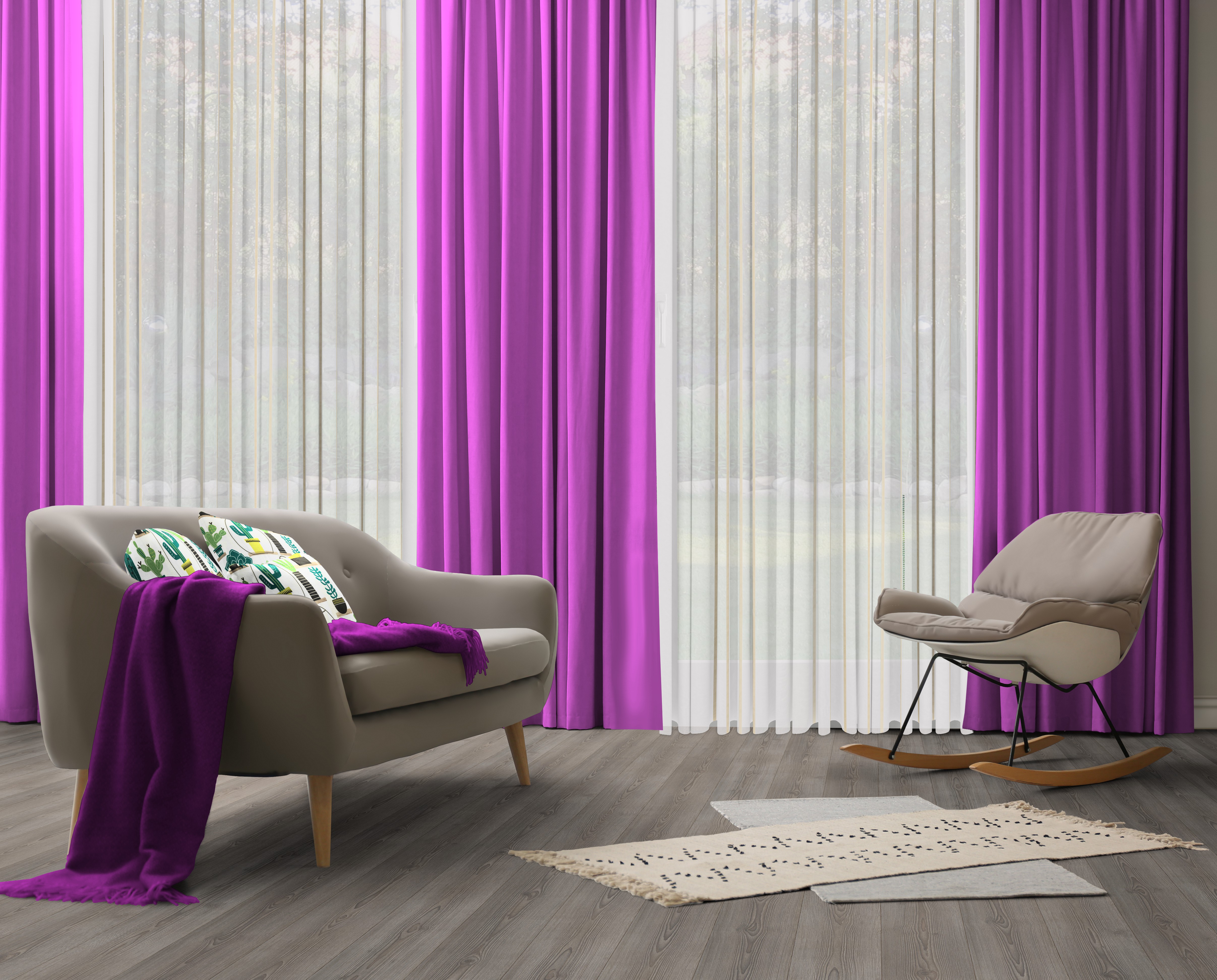 Vorhang WIRTH "Dim out", lila, B:142cm H:385cm, Polyester, Gardinen, nach Maß Image