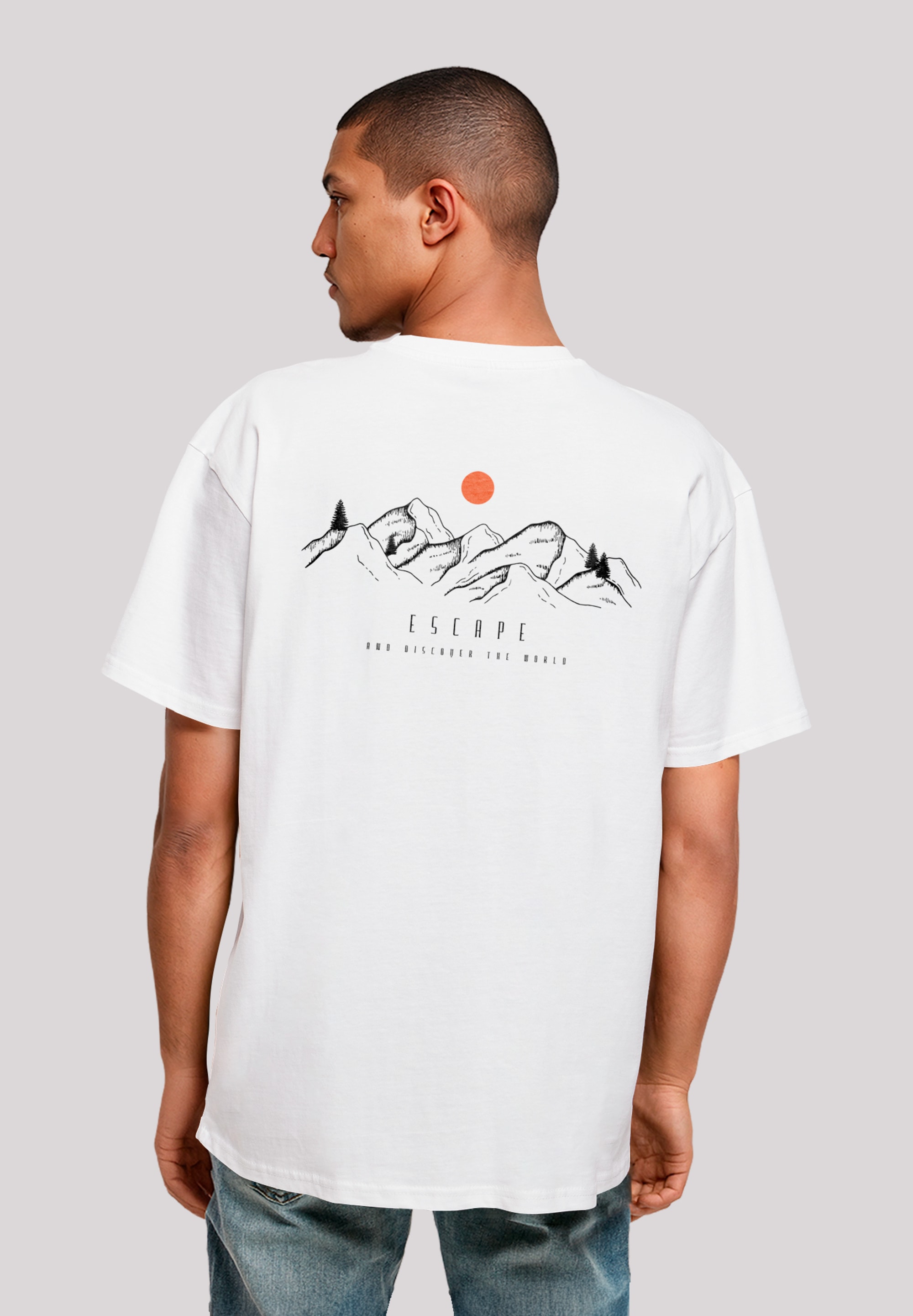 T-Shirt F4NT4STIC "Oversize Escape Discover The World", Herren, Gr. M, weiß, Obermaterial: 100% Baumwolle, oversize, Rundhals, ohne Bündchen, Shirts, Premium Qualität, ESCAPE Collection Image