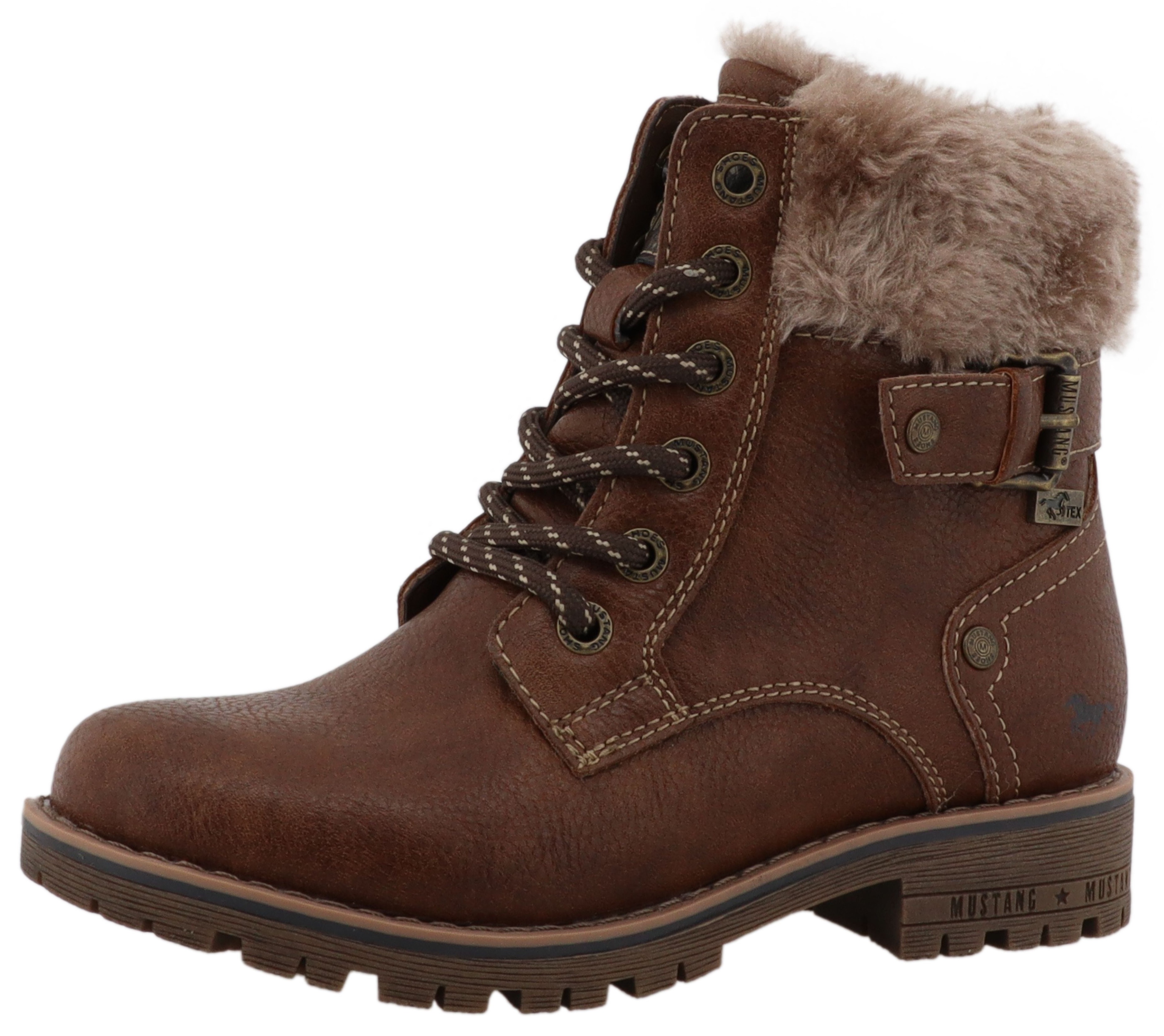 Winterstiefel MUSTANG SHOES "Matilde", Kinder, Gr. 29, braun, Lederimitat, Textil, Basic, Schuhe, Oudoorboots, Schnürstiefel mit Warmfutter Image