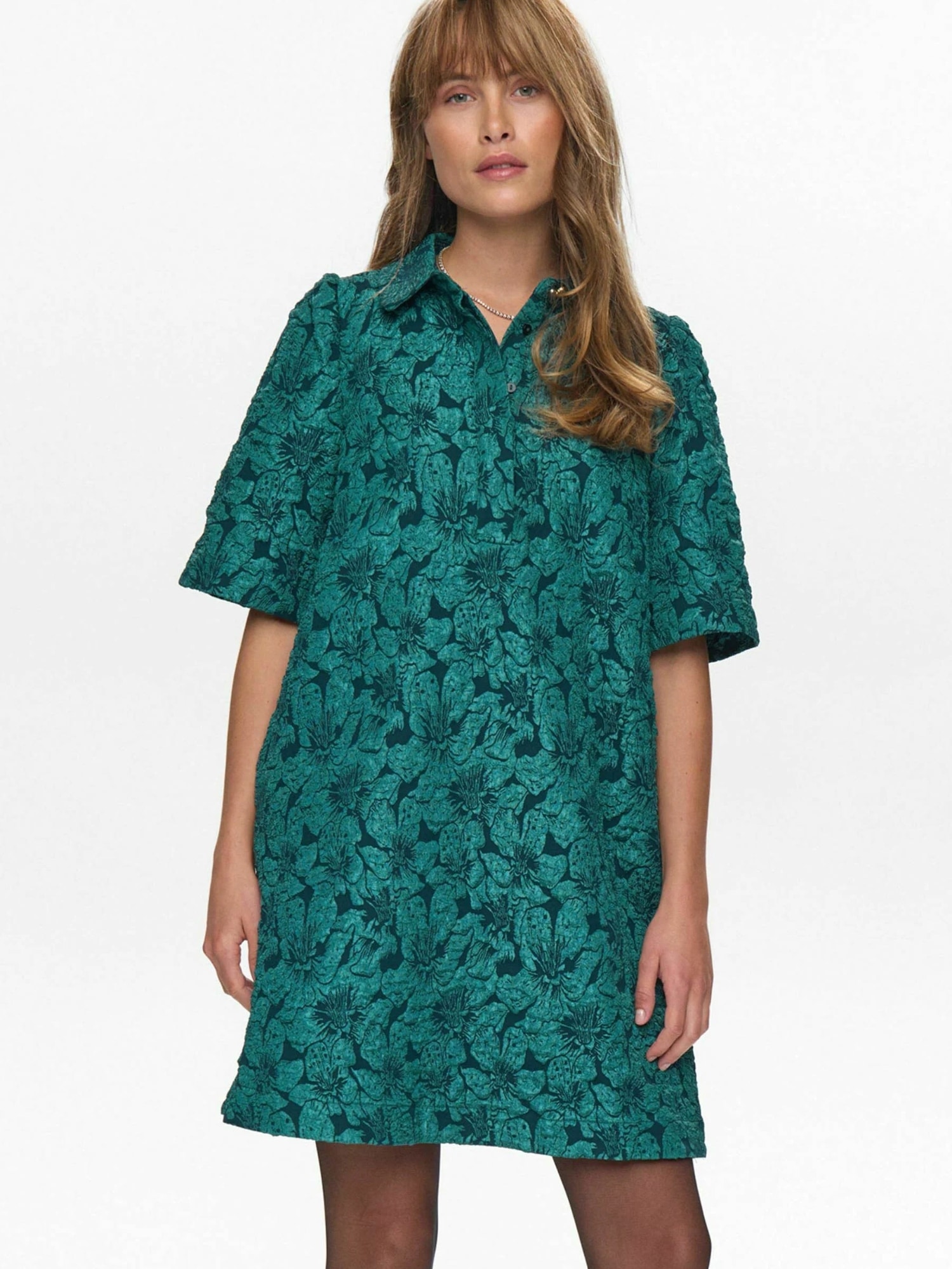 Jerseykleid NÜMPH "Nümph Dress NUVIDA", Damen, Gr. 40, rain forest, Obermaterial: 100% Polyester, Kleider Image