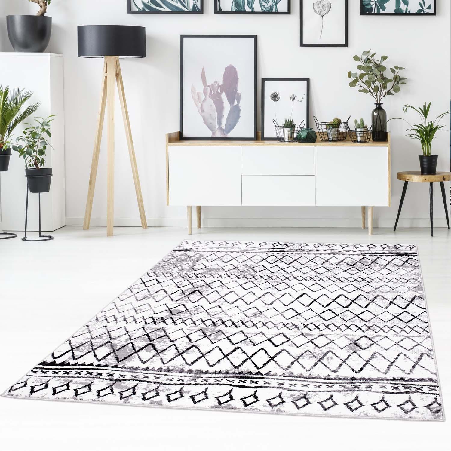 Teppich CARPET CITY "Timeless 7547" Gr. 2, beige (creme), B:80cm H:6mm L:150cm, Kunstfaser, Teppiche, Kurzflor, Modern, Zickzack-Muster, ideal für Wohnzimmer & Schlafzimmer Image