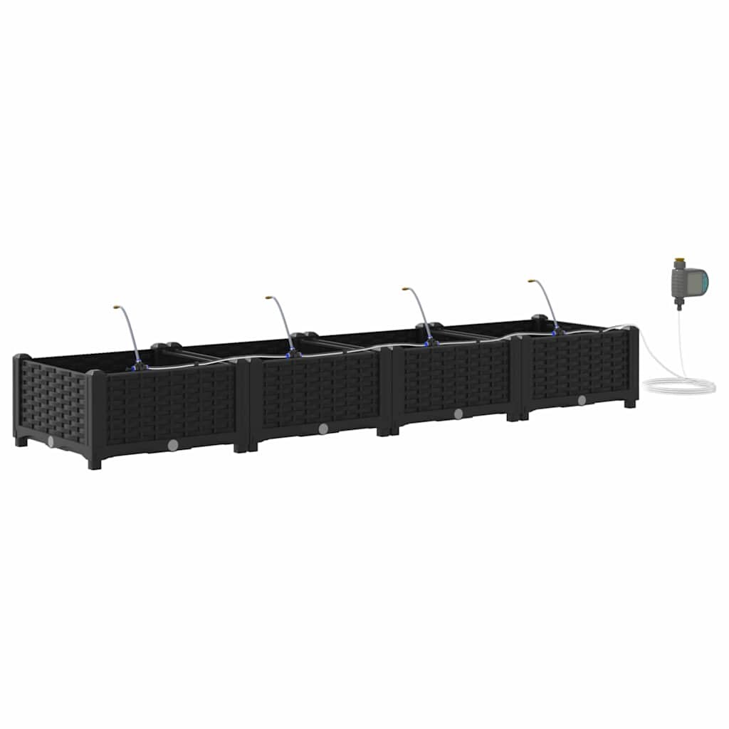 vidaXL Gartenpflanzer Schwarz 160 x 40 x 22 cm Stahl Image