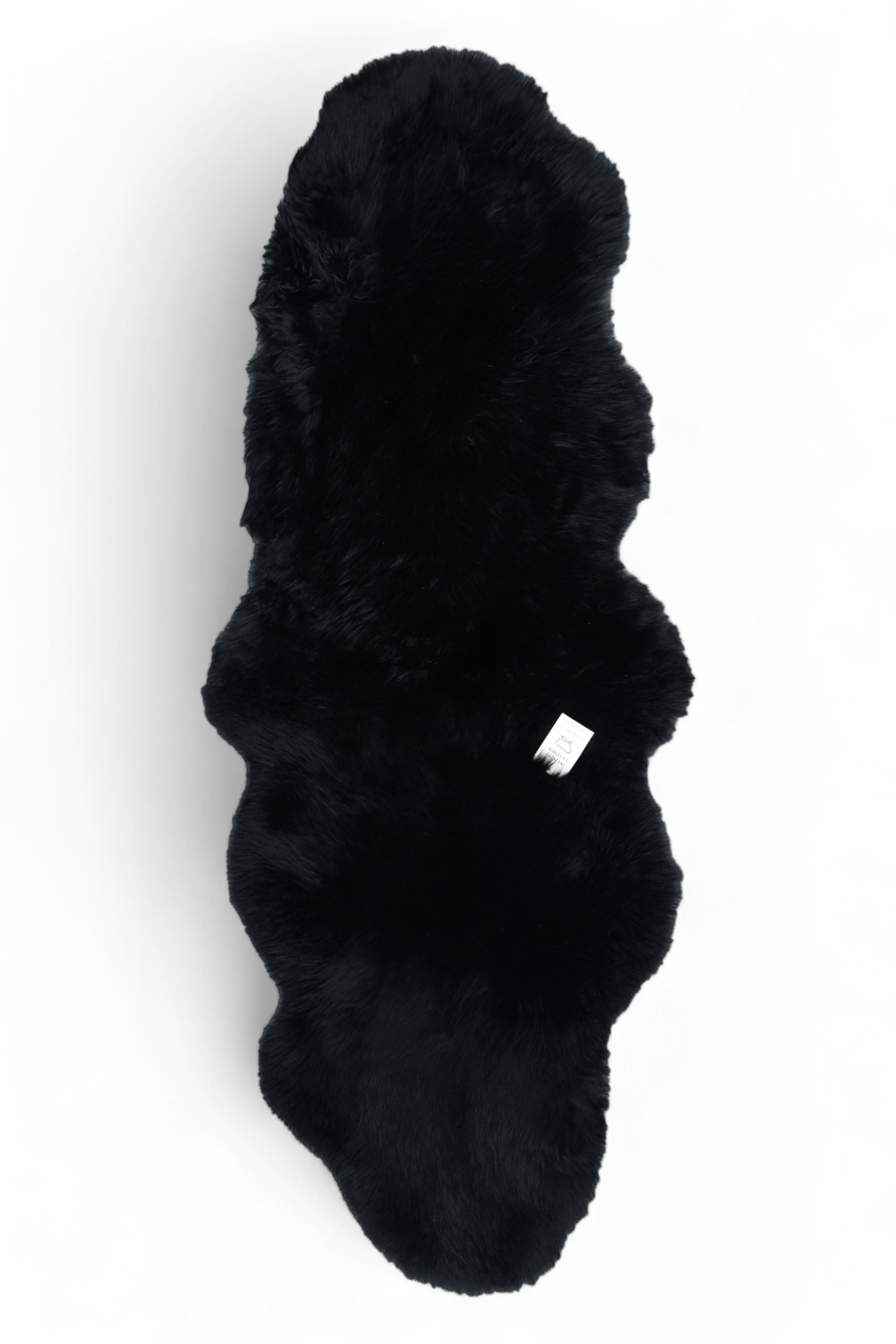 Echter Schaffell-Teppich, schwarz, doppelt, natürlich, flauschig, seidig weich, echte Wolle Image