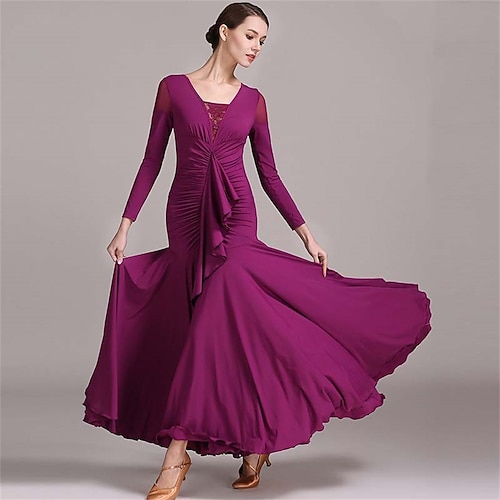 Langarm-Modern-Tanzkleid für Damen, Übungskleid, Gesellschaftstanzkostüm Image