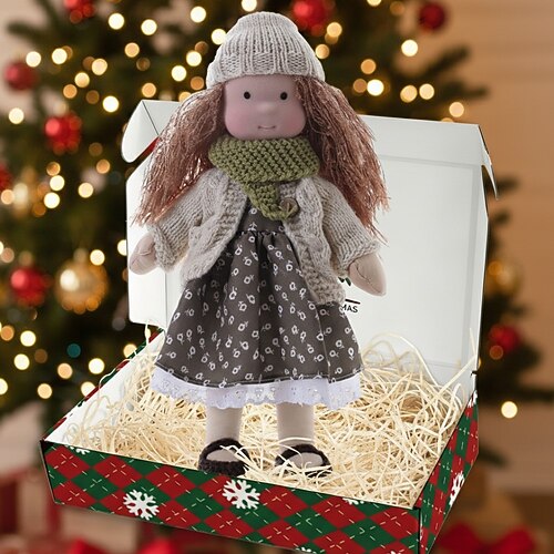 handgemachte Waldorfpuppe Baby Mädchen mit kuscheliger Kleidung - 11,8 Zoll weiche Plüschpuppe mit Geschenkbox für Kleinkinder ideales Weihnachtsgeschenk für Mädchen Kinder Image