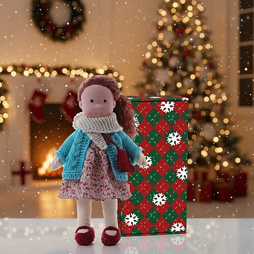 handgemachte Waldorfpuppe Baby Mädchen mit kuscheliger Kleidung - 11,8 Zoll weiche Plüschpuppe mit Geschenkbox für Kleinkinder ideales Weihnachtsgeschenk für Mädchen Kinder Image