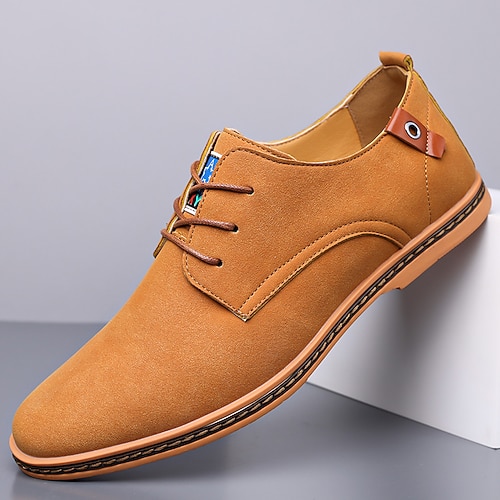 Herren-Oxford-Schnürschuhe aus blaugrünem Wildleder mit weichem Futter und Holzsohle, lässige Vintage-Schuhe für Partys und Business-Outfits Image