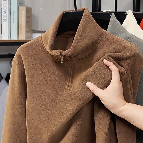 Damen Oberteil mit Reißverschluss Polar Fleece Sweatshirt Langarm Oberteil Athleisure Einfarbig Polarvlies Weich Warm Fitnessstudio Outdoor Laufen Sportbekleidung Sportkleidung Schwarz Weiß Orange