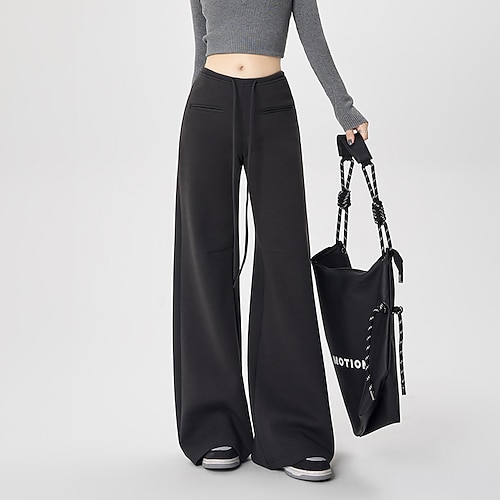 Damen Hose mit weitem Bein Ausgestellte Hosen Kordelzug Unterteile Fitnessstudio Athleisure Trainieren Herbst Winter Atmungsaktiv Fitnessstudio Outdoor Laufen Normale Passform Sportbekleidung Image