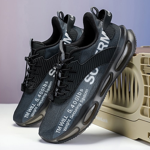 Gelbe Herren-Sneaker im Streetstyle mit Luftpolstersohle und Mesh-Obermaterial, leichte, sportliche Modeschuhe zum Laufen, fürs Fitnessstudio und als Freizeitkleidung Image