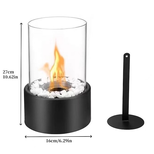 Tragbarer Tisch-Feuerschalentopf mit zylindrischem Glas, 26 cm hoher Tischkamin, sauber brennender Bioethanol-Kamin ohne Abzug für Partys und Veranstaltungen im Innen- und Außenbereich auf der Image